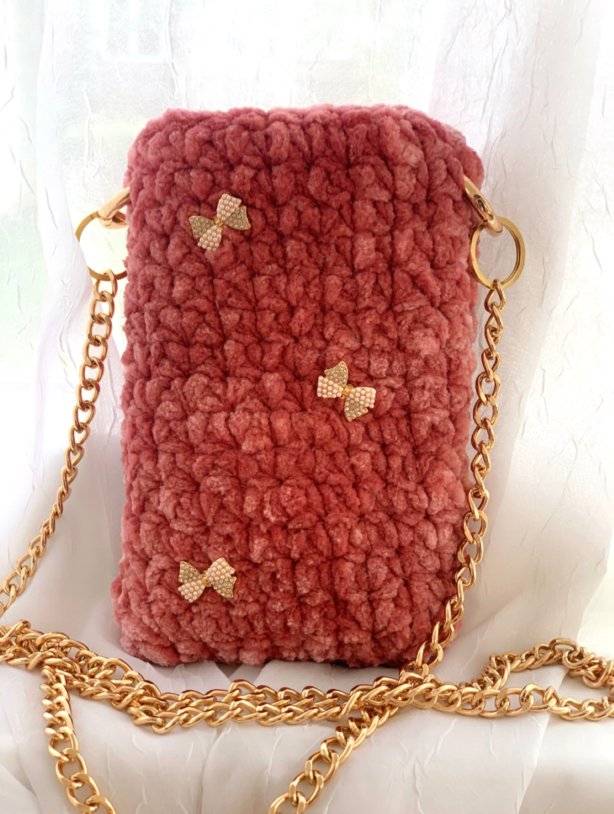 Handmade Velvet Pink Phone Purse