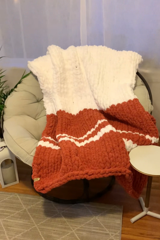 Two Colored Chunky Knit Restored blankets