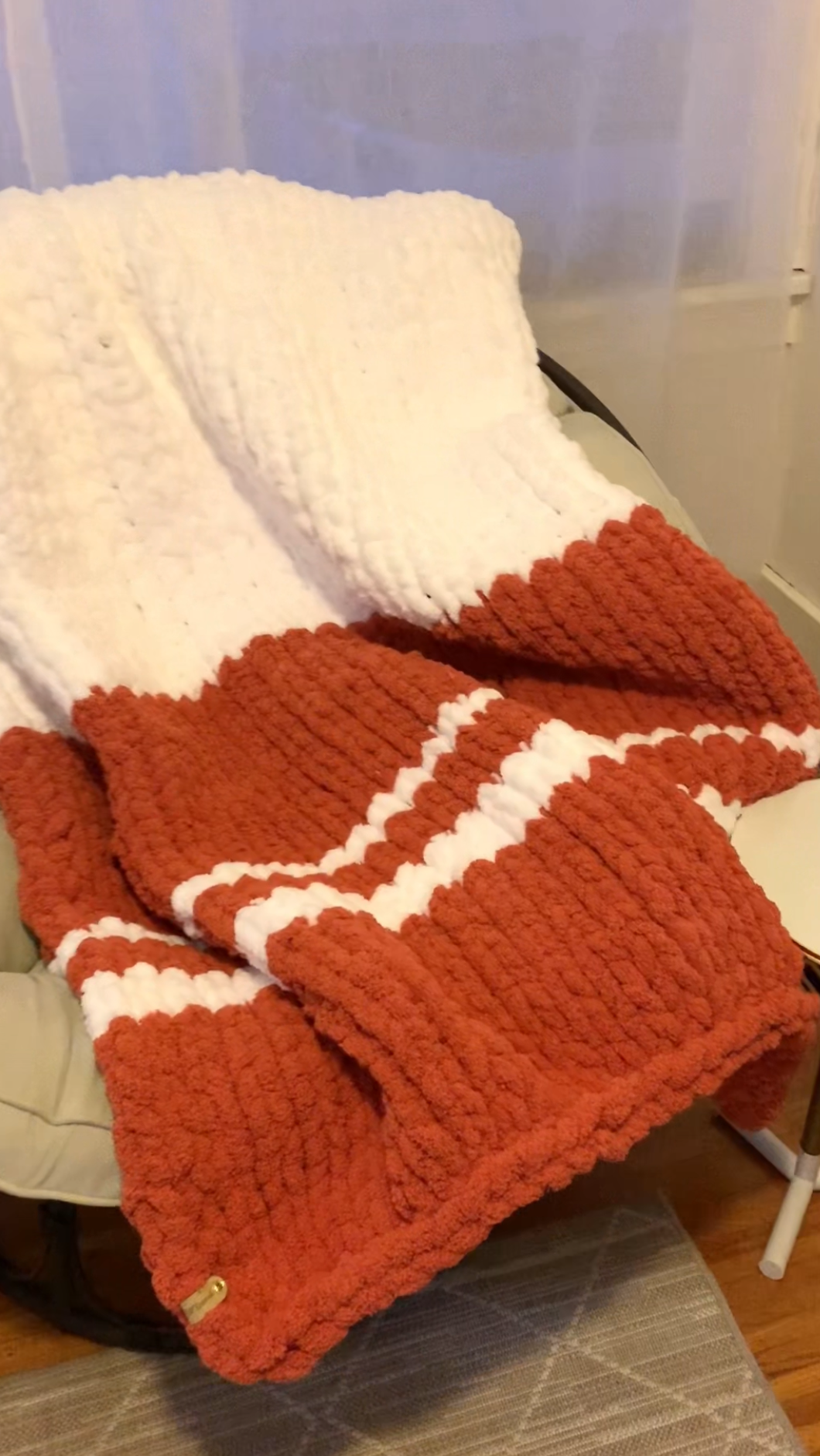 Two Colored Chunky Knit Restored blankets